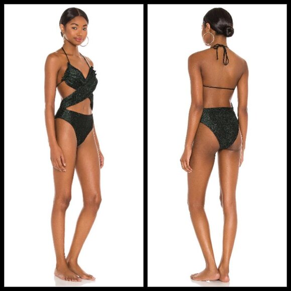 💕DEVON WINDSOR💕 Astrid Full Piece Midnight Green ~ One-Piece Swimsuit S NWT - Picture 2 of 14